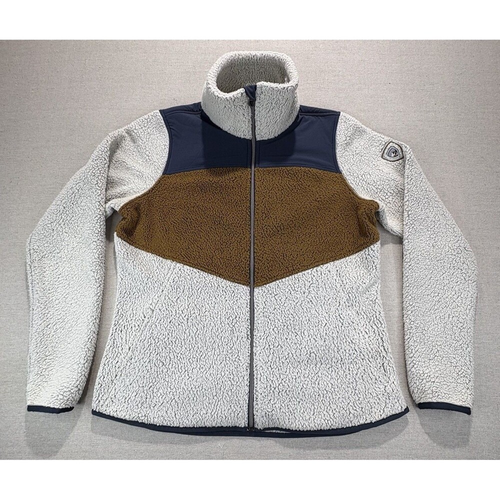 KUHL Prism Fleece Jacket Womens Large L Colorblock Full Zip Sherpa Hiking 4434